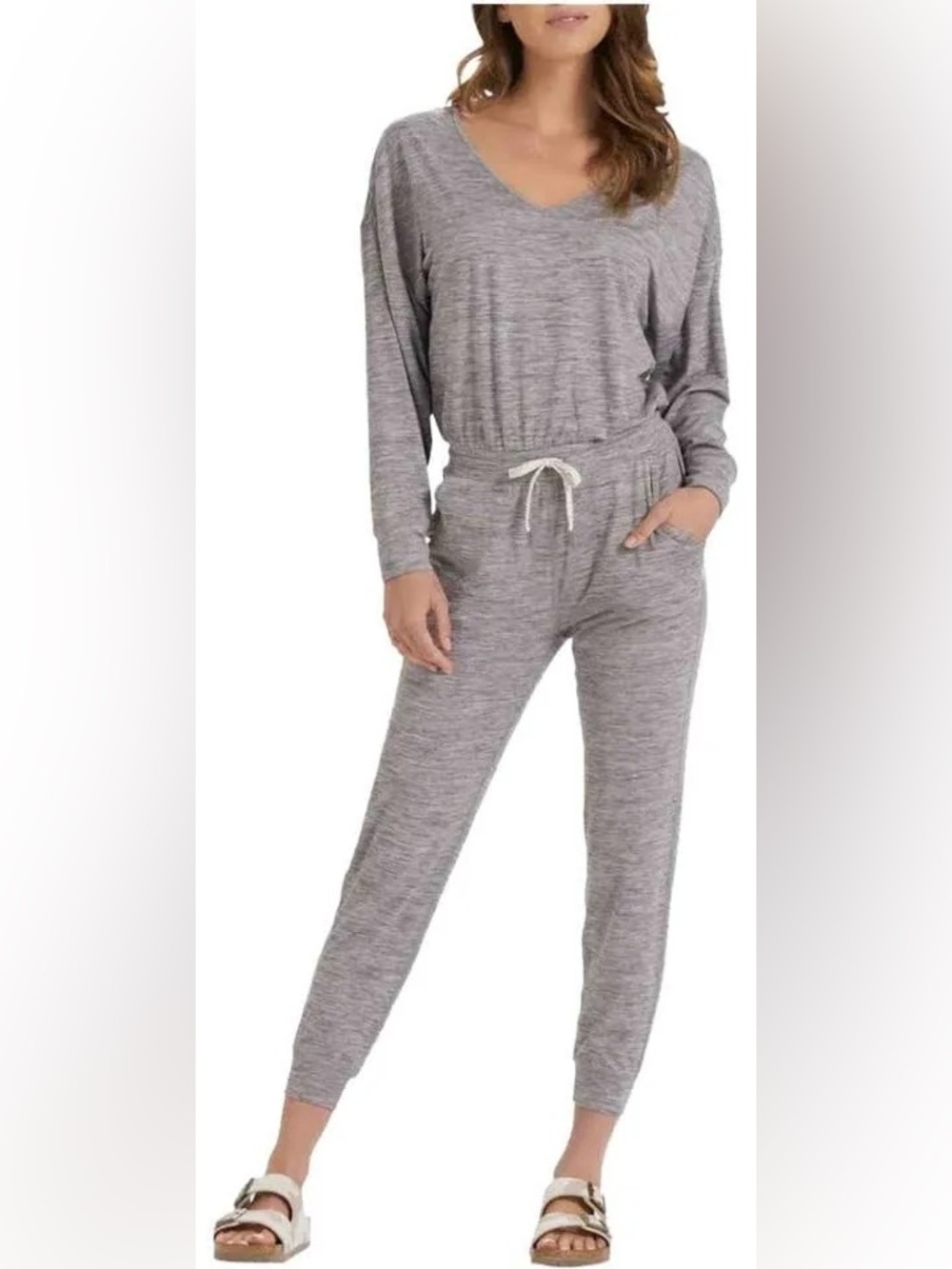 Vuori Longsleeve Lux Jumpsuit in Clay Heather Size L UPF 30+